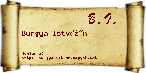 Burgya István névjegykártya
